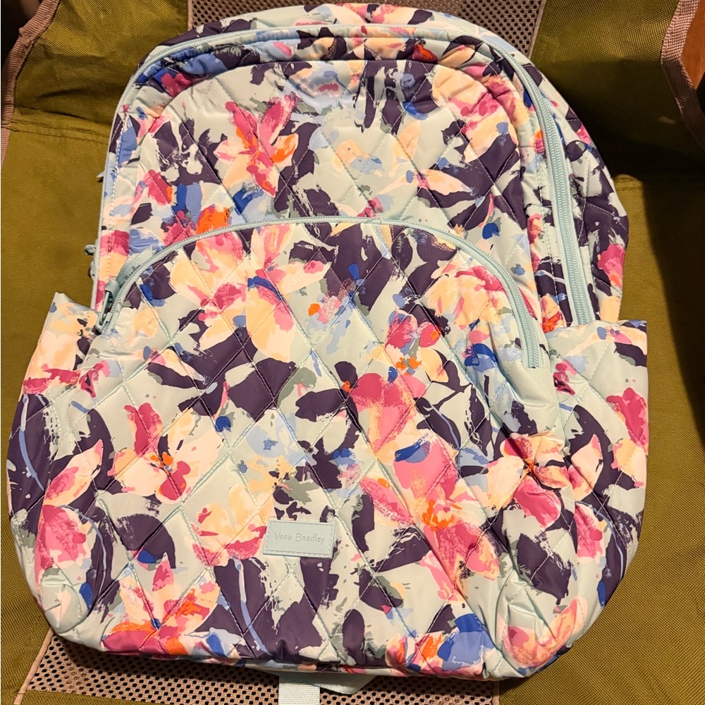 Vera Bradley Quilted Floral Backpack - Light Blue, Pink, Purple